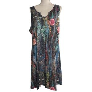Temu Sleeveless Floral Print Dress – Size 16 (2XL Tag)
